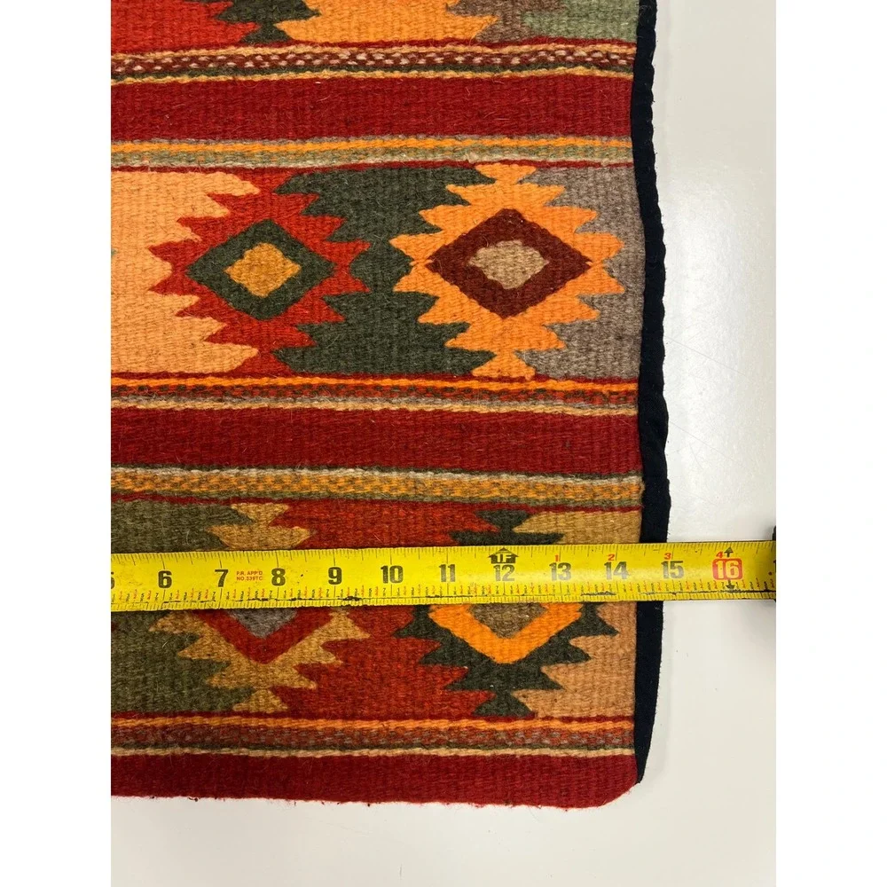 Wool Kilim Pillow Cover 18x15 Southwestern Geometric Artisan Tribal Earthy Cabin